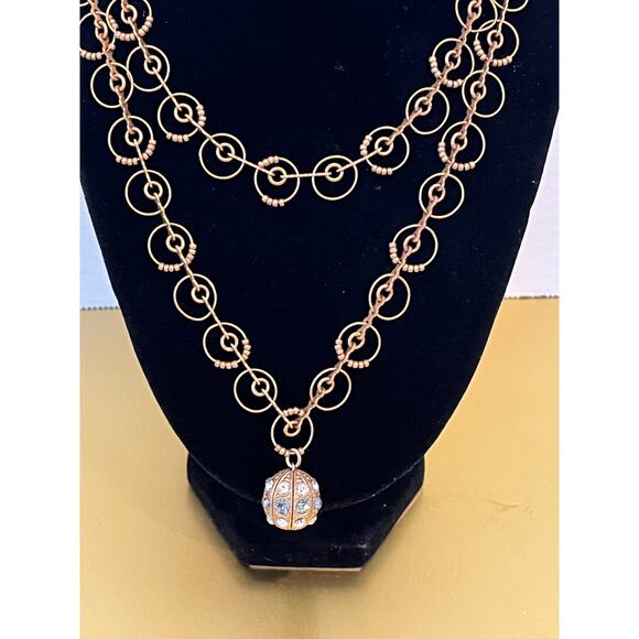 Catherine Popesco layered gold plated necklace with crystal ball charm - Picture 4 of 5